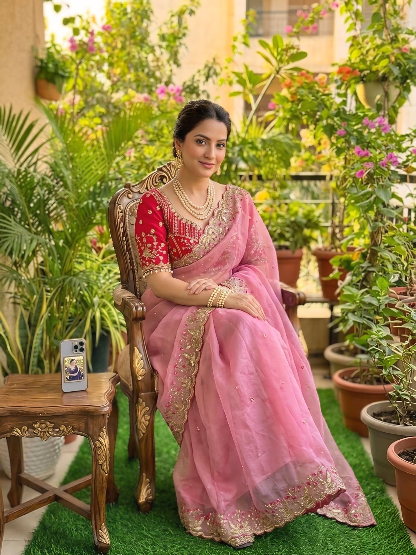Baby pink 🩷 embroidered designer saree