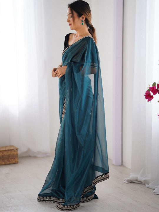 Elegant organza saree designer border