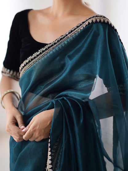 Elegant organza saree designer border