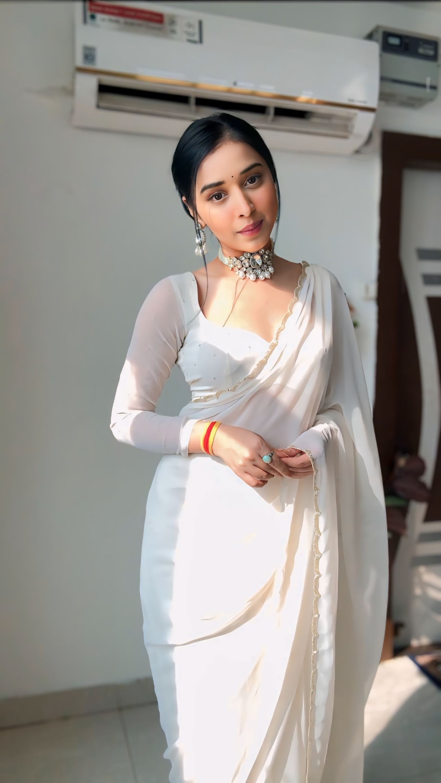 Georgette White bollywood saree