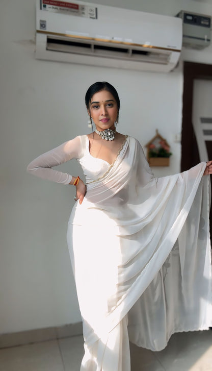 Georgette White bollywood saree