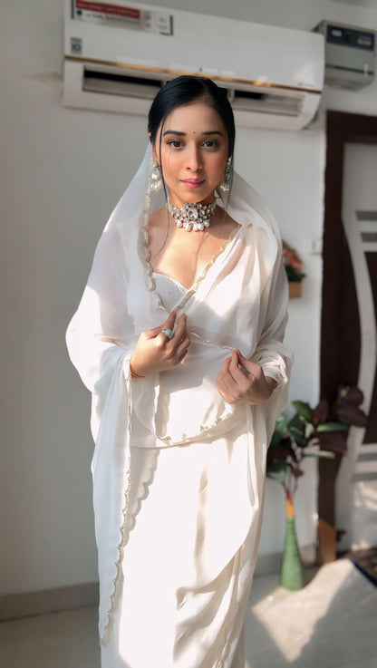 Georgette White bollywood saree