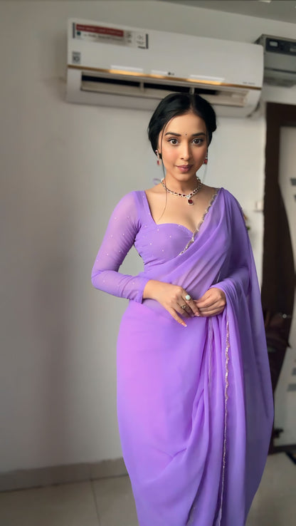 Purple 💙 georgette bollywood elegance