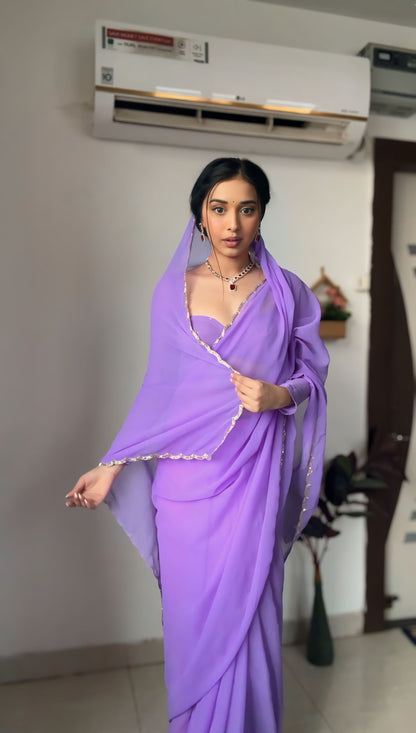 Purple 💙 georgette bollywood elegance