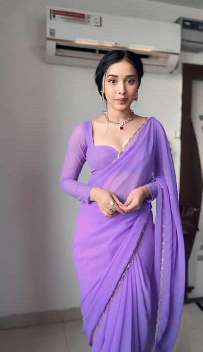 Purple 💙 georgette bollywood elegance