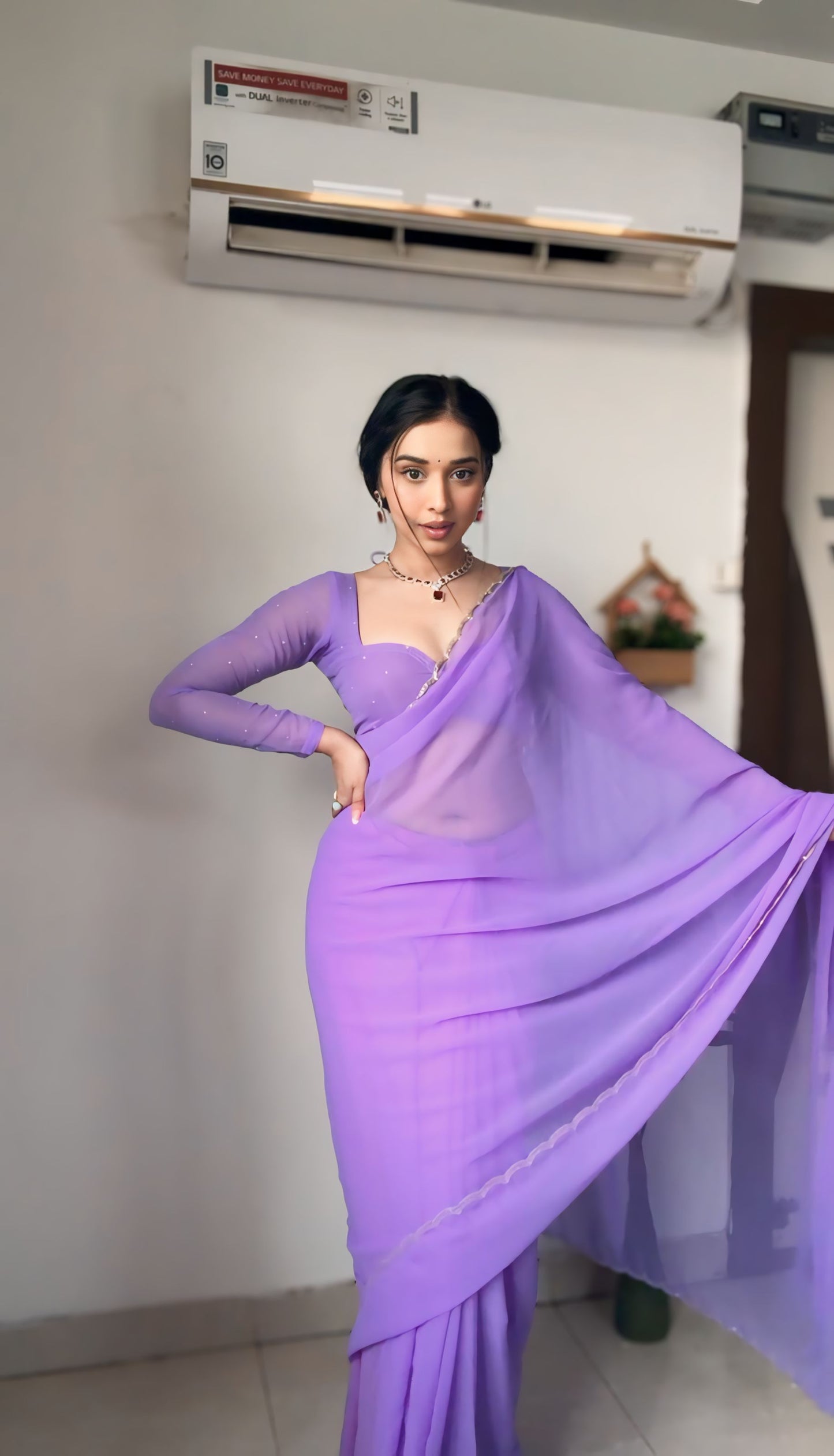 Purple 💙 georgette bollywood elegance