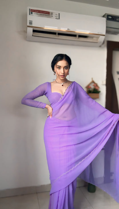 Purple 💙 georgette bollywood elegance