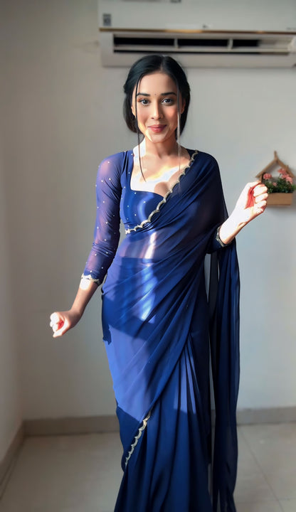 Georgette bollywood saree 💙 blue