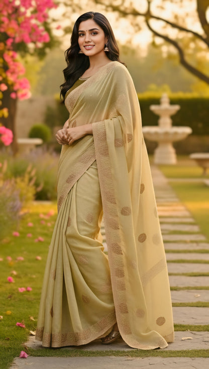 Elegant leaf print designer saree