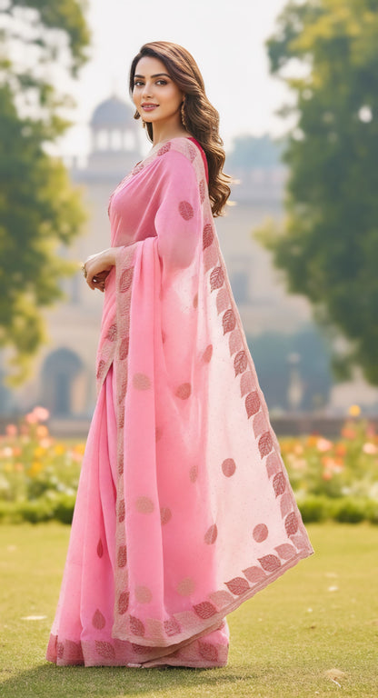 Elegant leaf print designer saree