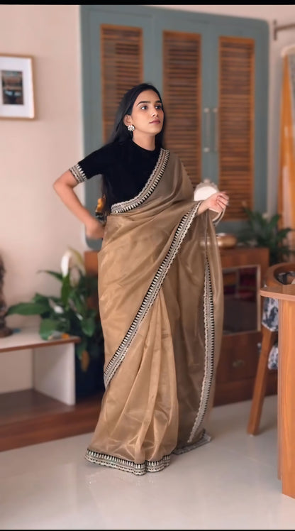 Elegant black organza saree