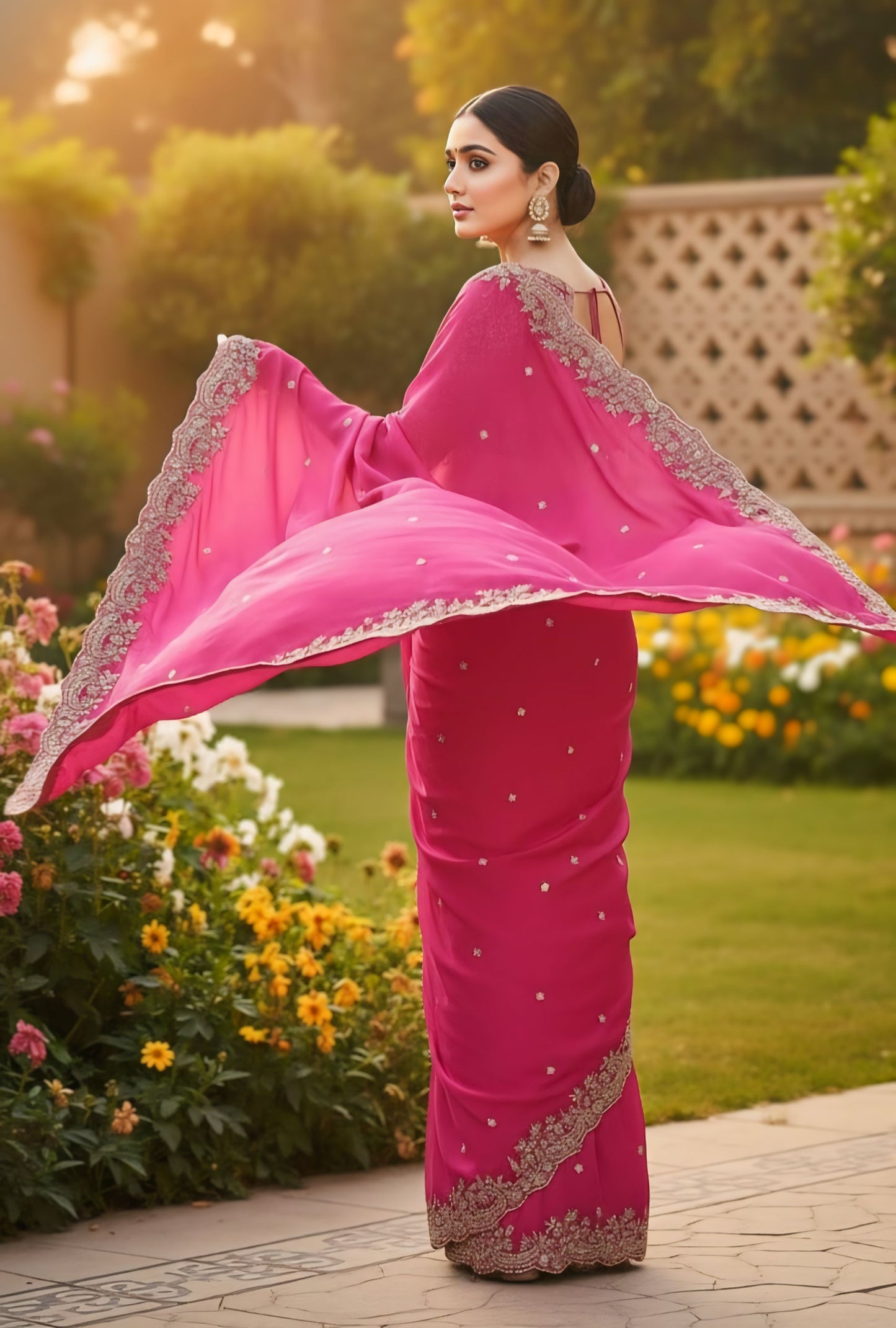 Women softpink purple embroidered saree
