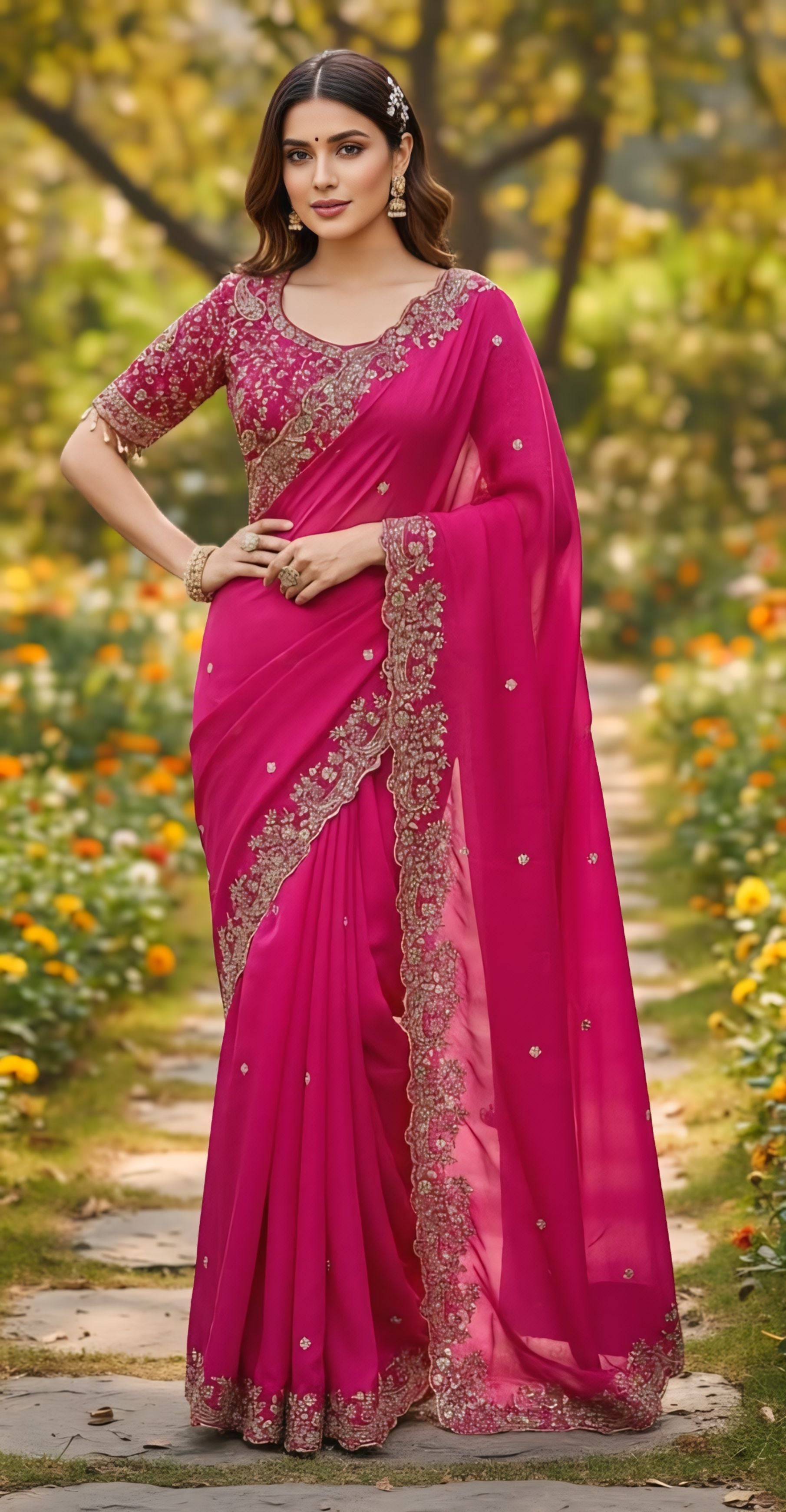 Women softpink purple embroidered saree