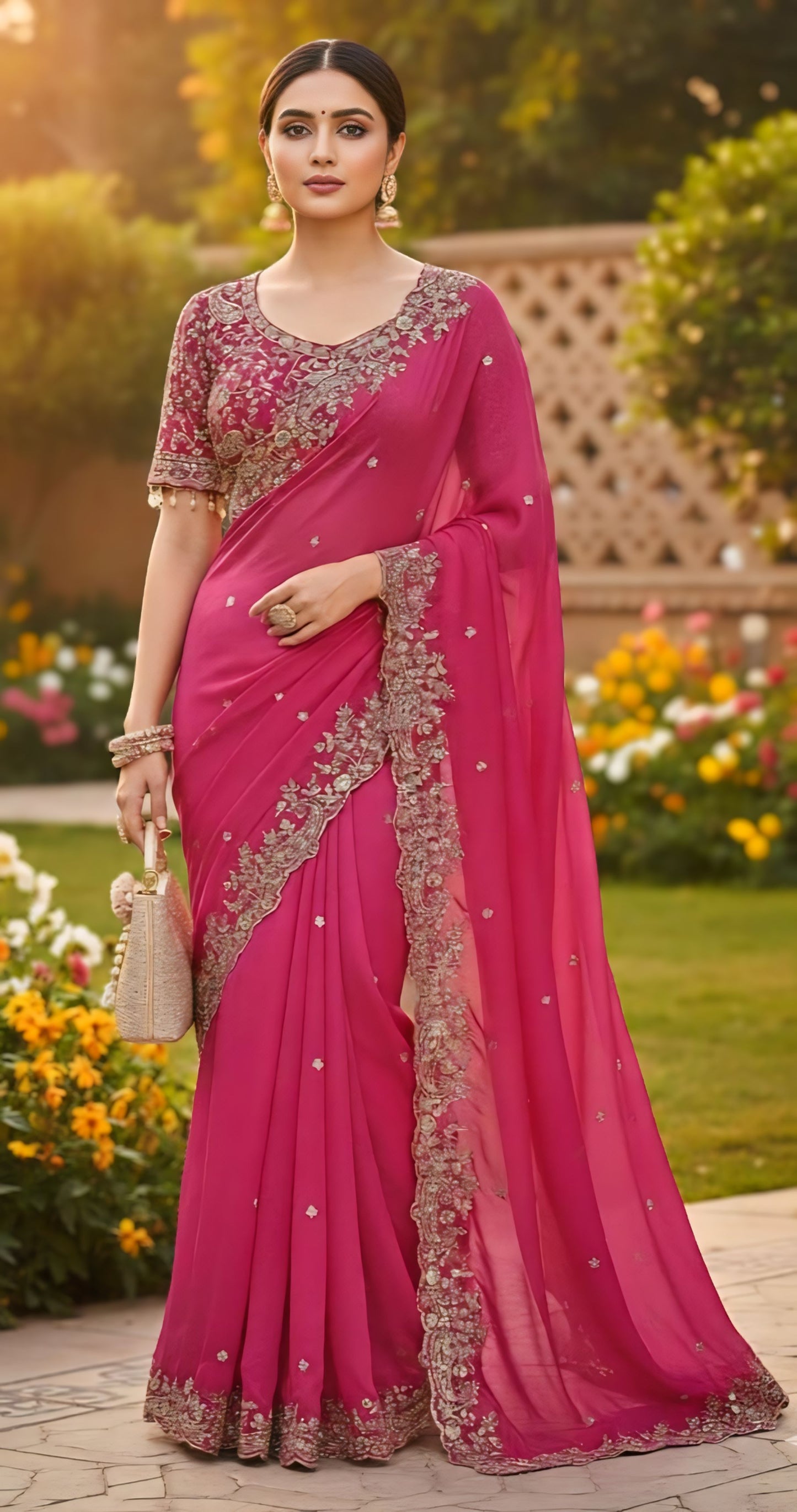 Women softpink purple embroidered saree