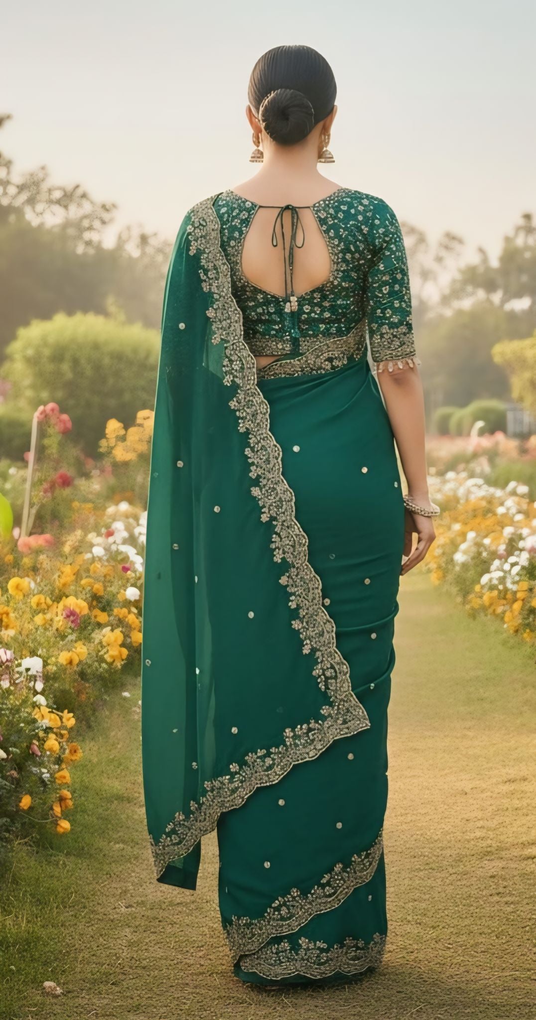 Women primium embroidered georgette saree