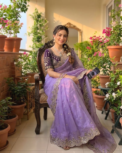 Women embroidered designer saree 💙