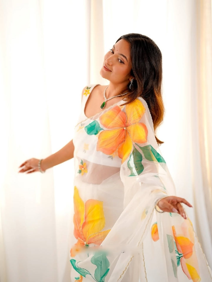 Organza silk  ready to wear saree