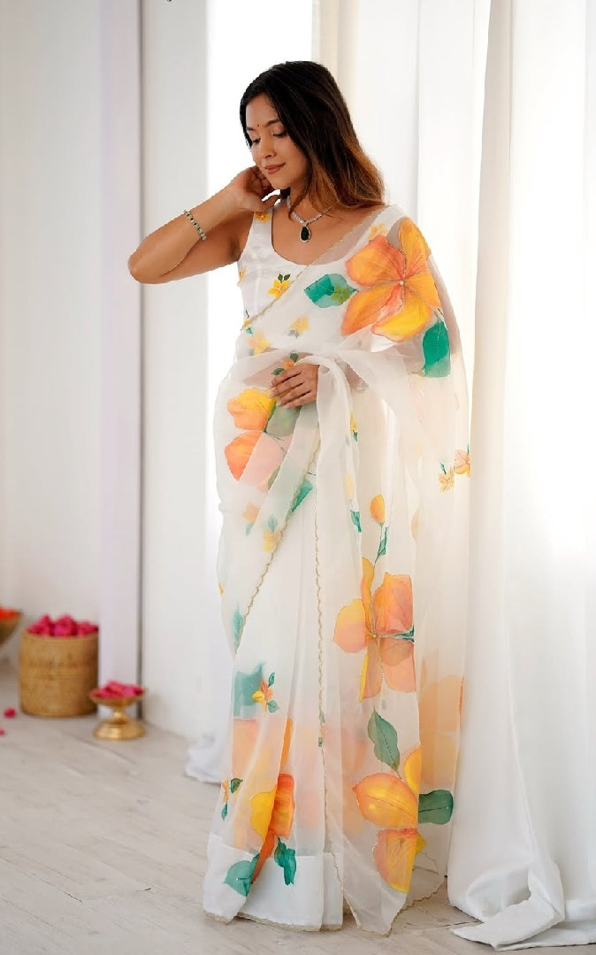 Organza silk  ready to wear saree
