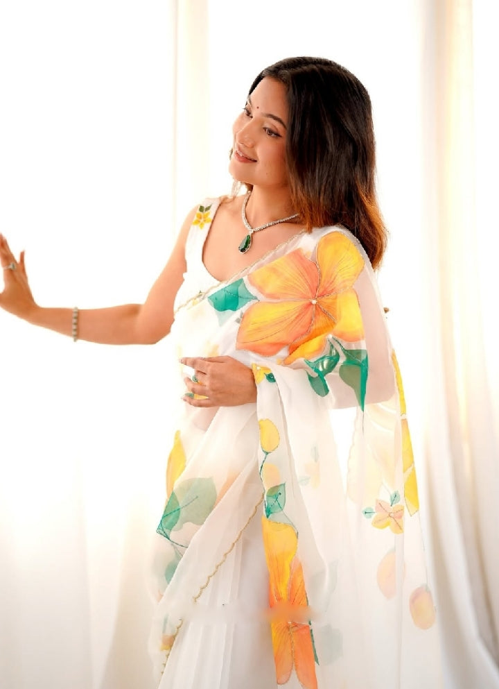 Organza silk  ready to wear saree