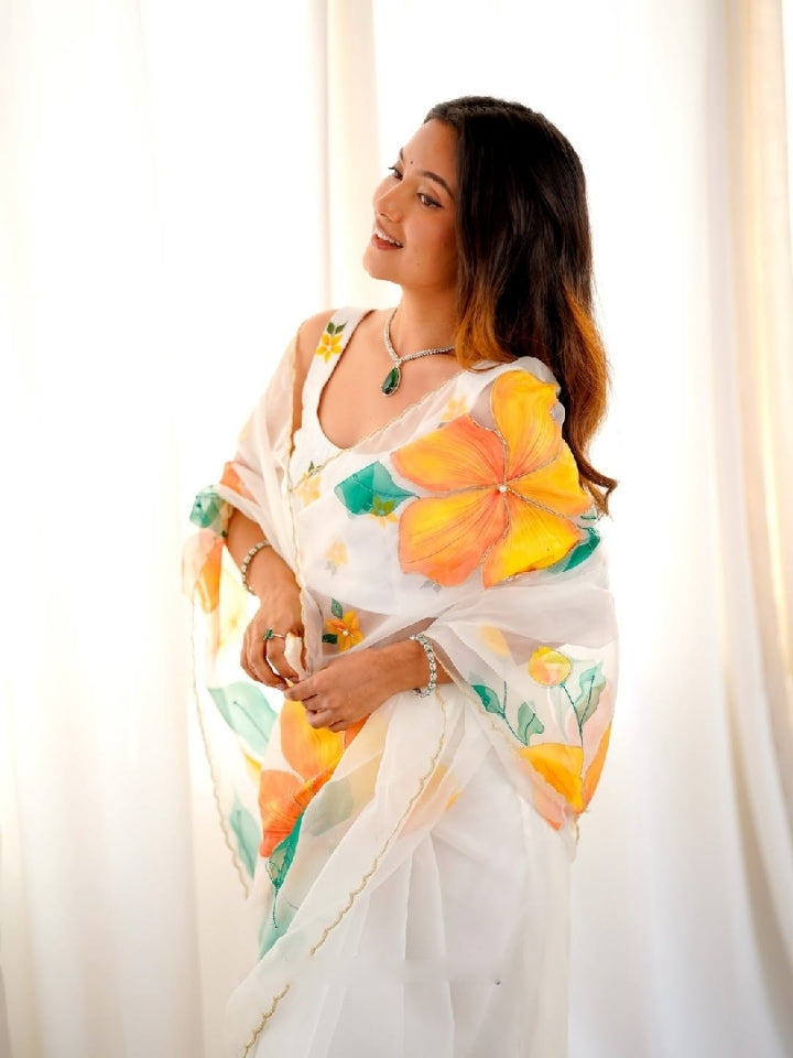 Organza silk  ready to wear saree
