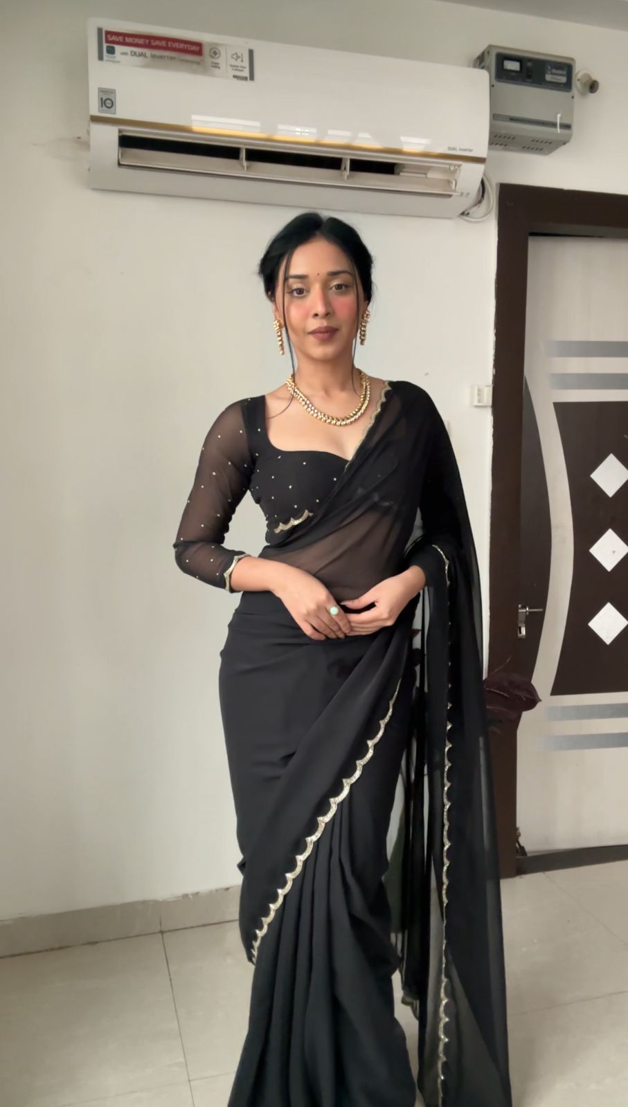 Party wear saree to wear black saree