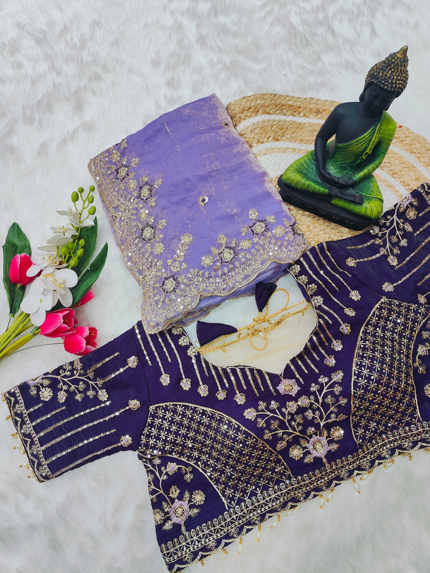 Women embroidered designer saree 💙