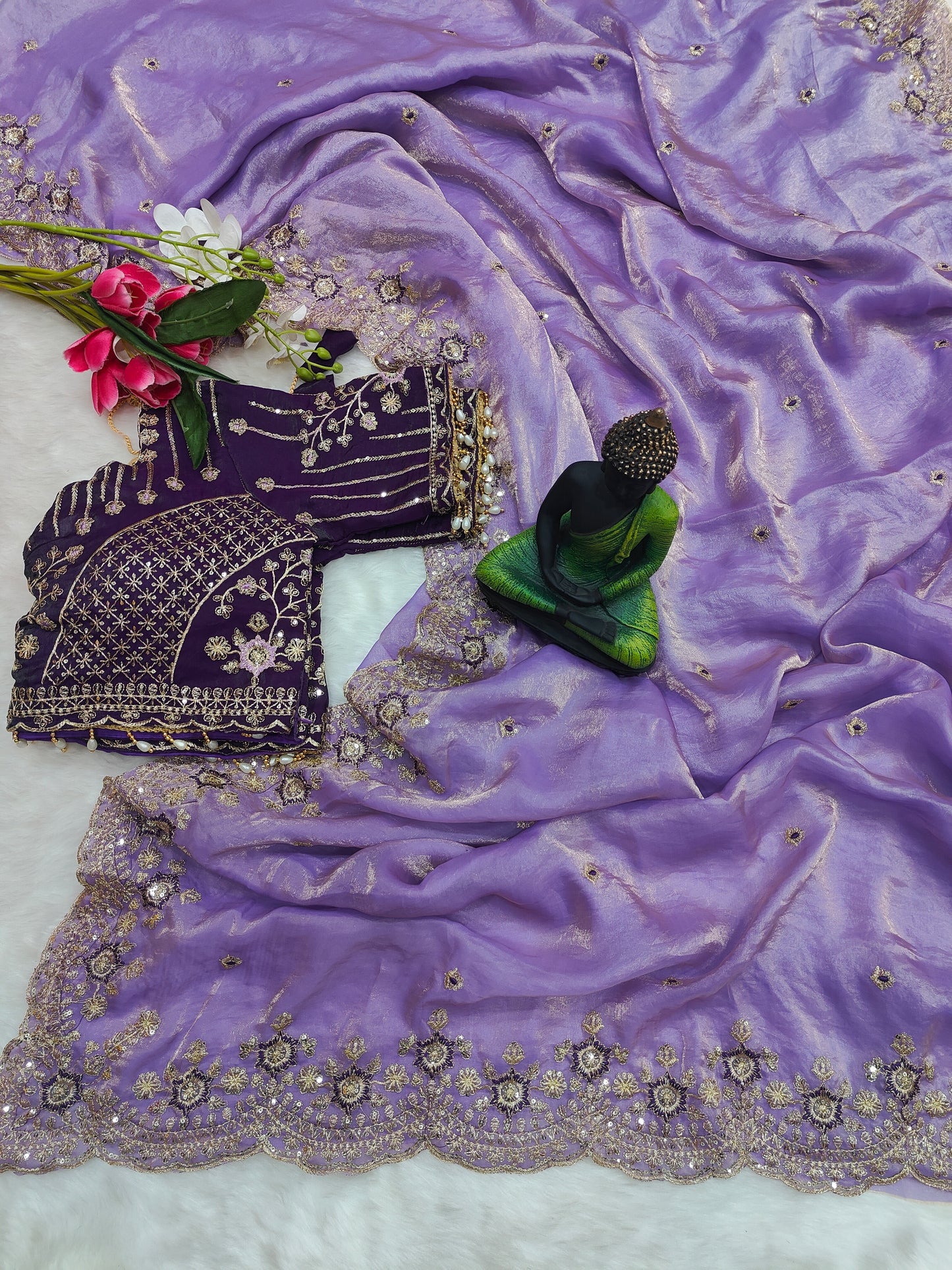 Women embroidered designer saree 💙