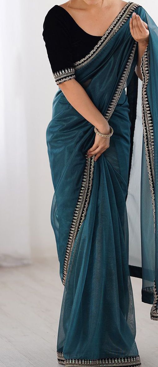 Elegant organza saree designer border