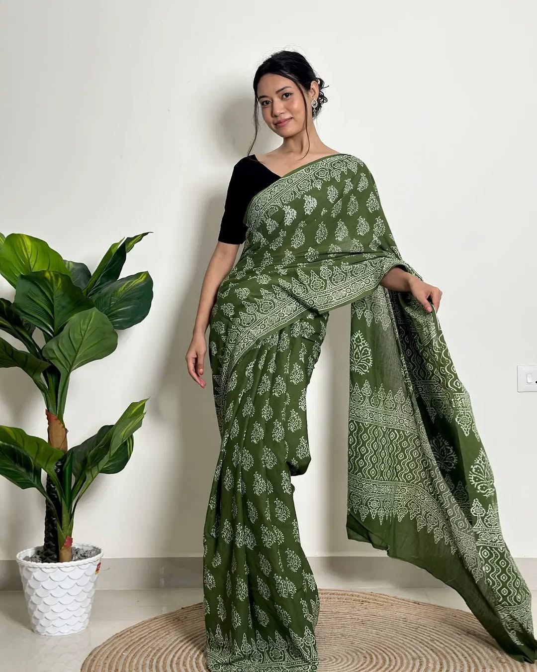 Printed cutton green contrast