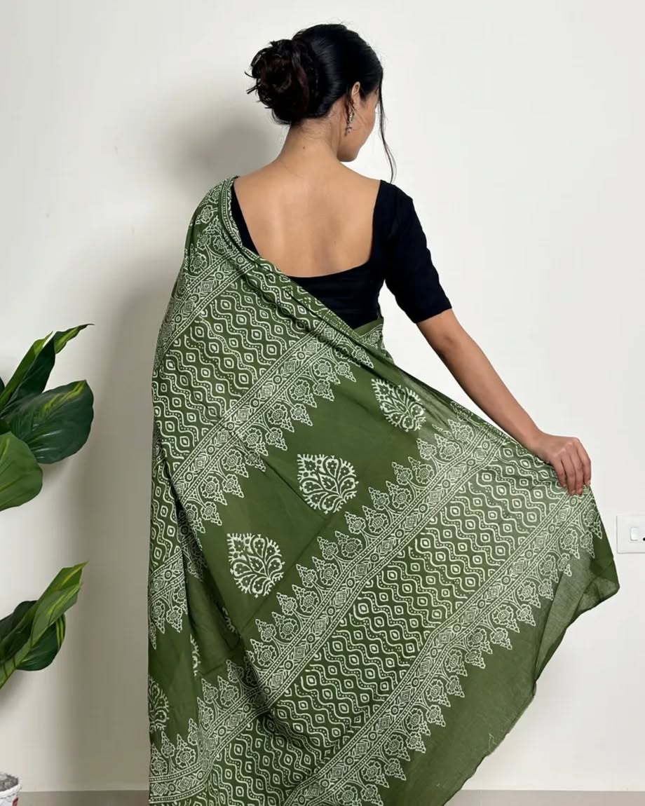 Printed cutton green contrast
