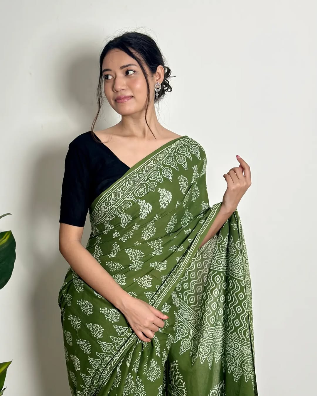 Printed cutton green contrast