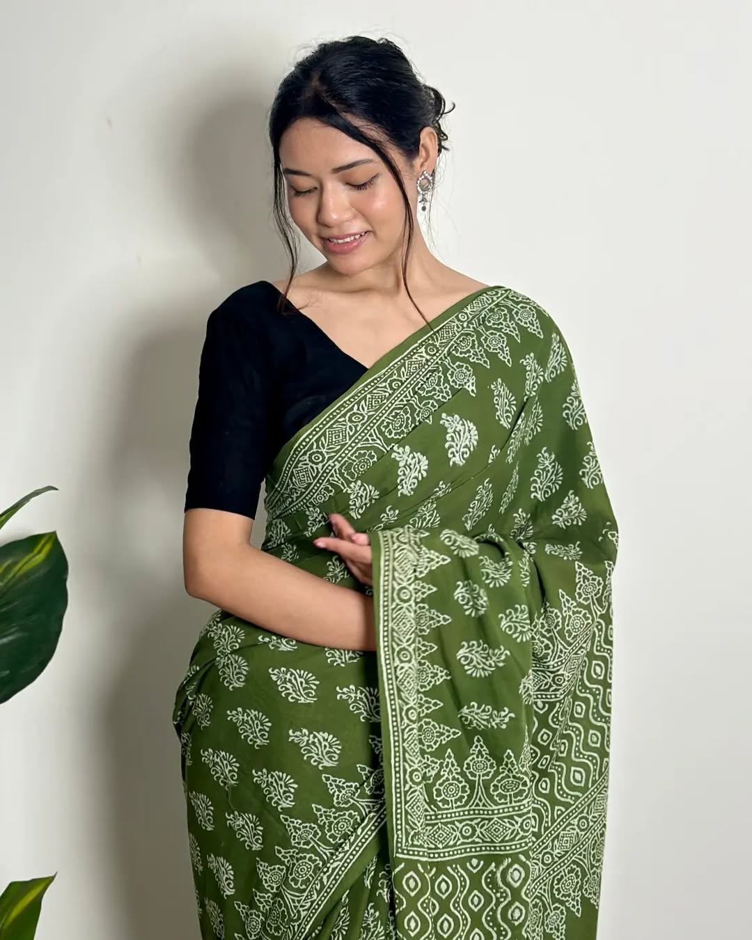 Printed cutton green contrast