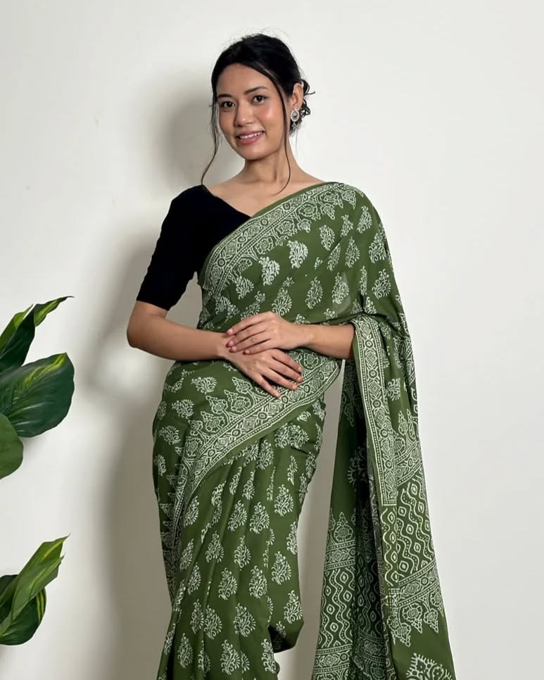 Printed cutton green contrast