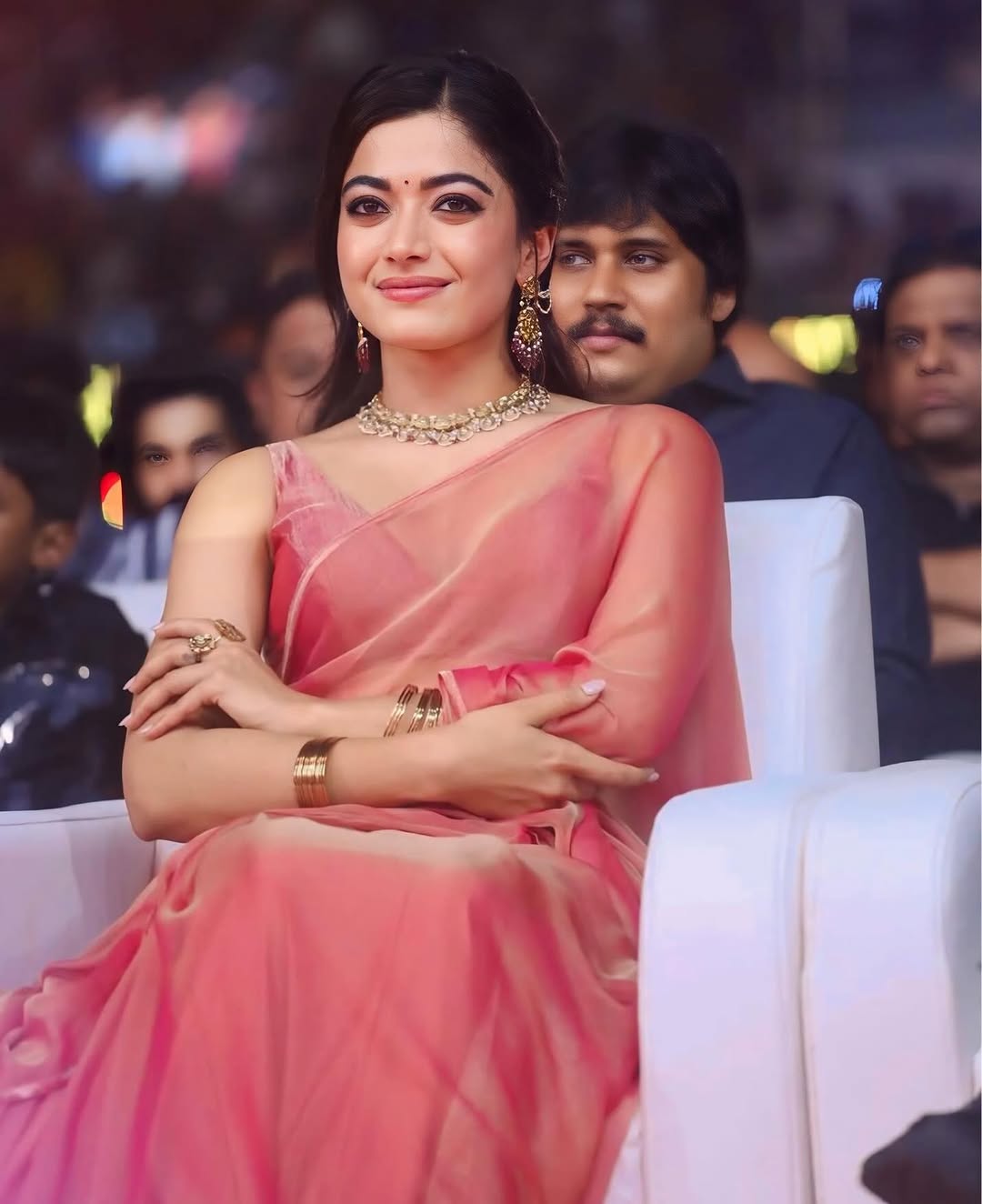 Dreamy peach fendi saree