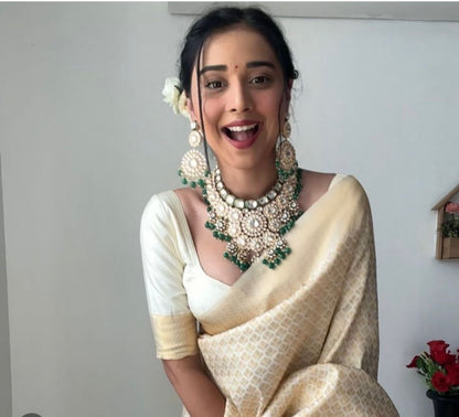 Elegant Banarasi silk saree for wedding season 💛