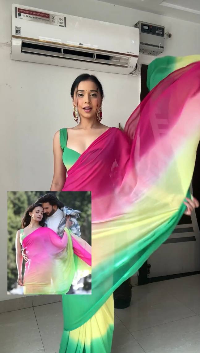 Multiple colour rainbow soft georgette saree for women