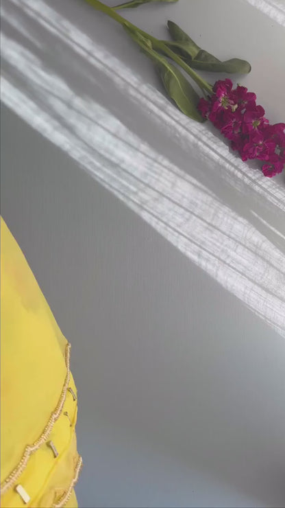 Fancy scalloped lace border yellow 🟡 saree