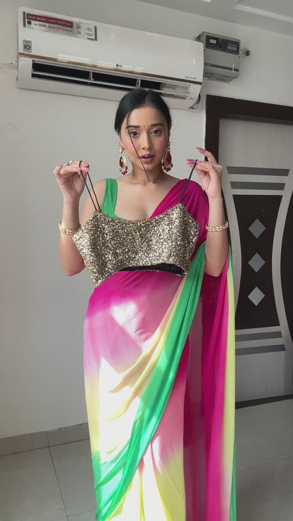 Multiple Alia Bhatt bollywood rainbow soft georgette saree 💫